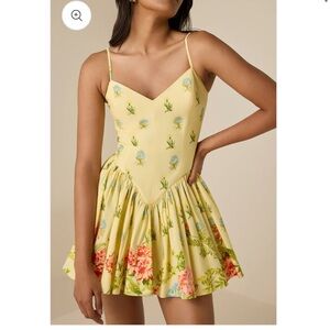Hemant and Nandita “Dhun” Short Dress Yellow Floral Size S